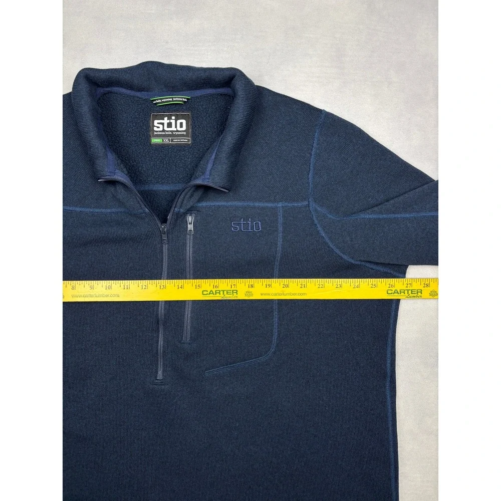Stio‎ Wilcox Fleece Quarter Zip Pullover Mens XXL Navy Blue FW23PHI1 200296-452